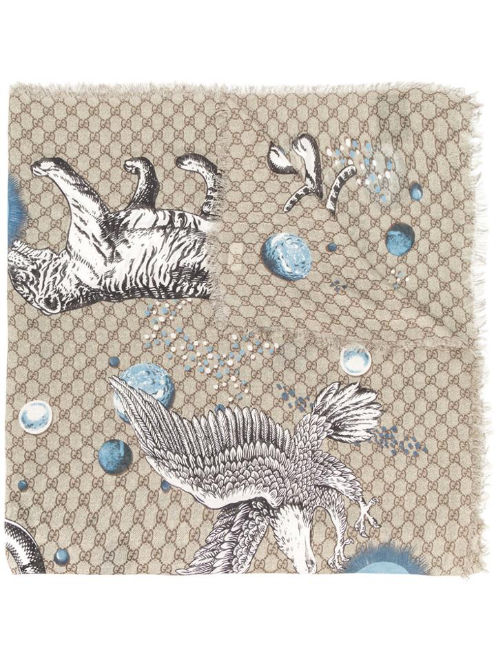 Gucci Space Animals Print Scarf - Multicolour