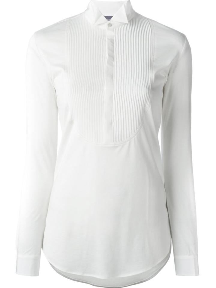 Ralph Lauren Black Pleated Bib Blouse, Women's, Size: Medium, Nude/neutrals, Cotton