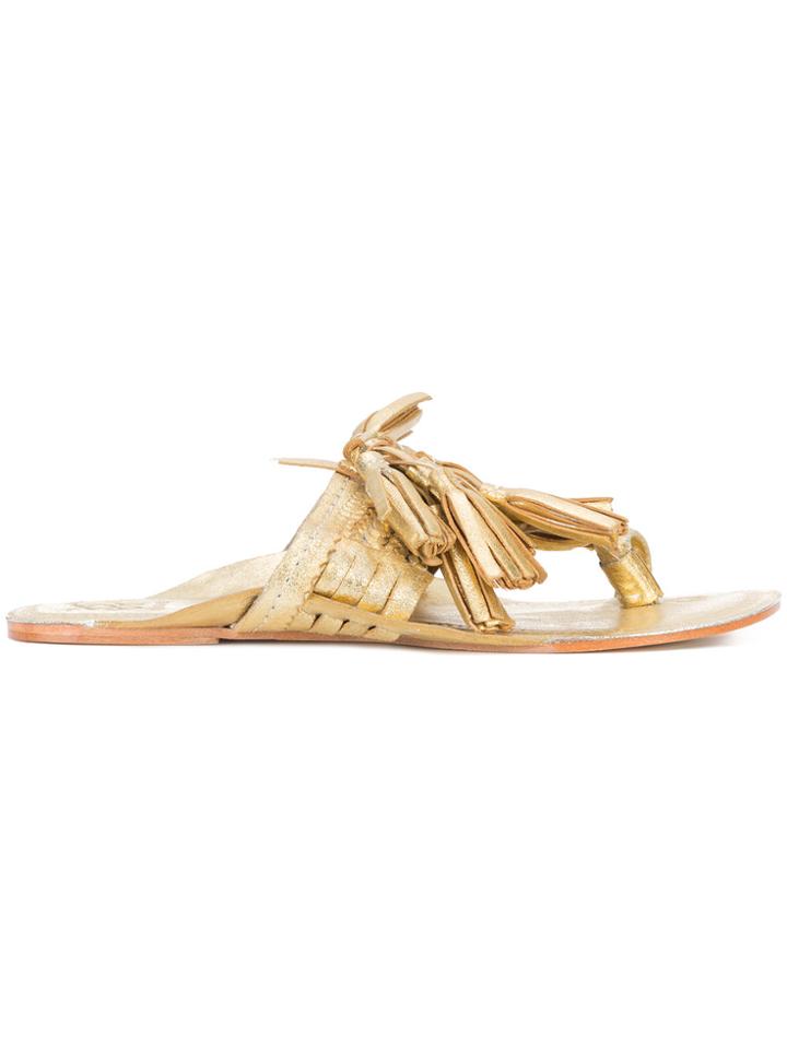 Figue Tassel Flat Sandals - Metallic