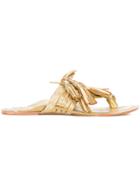Figue Tassel Flat Sandals - Metallic
