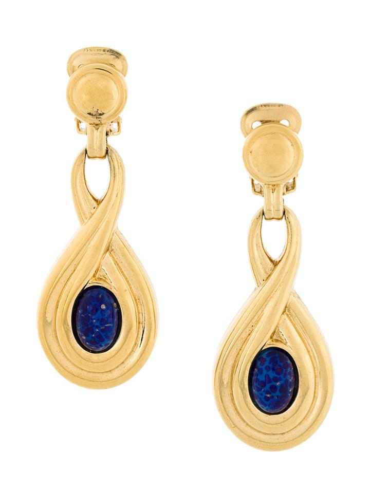 Lanvin Vintage Oval Clip-on Earrings - Metallic