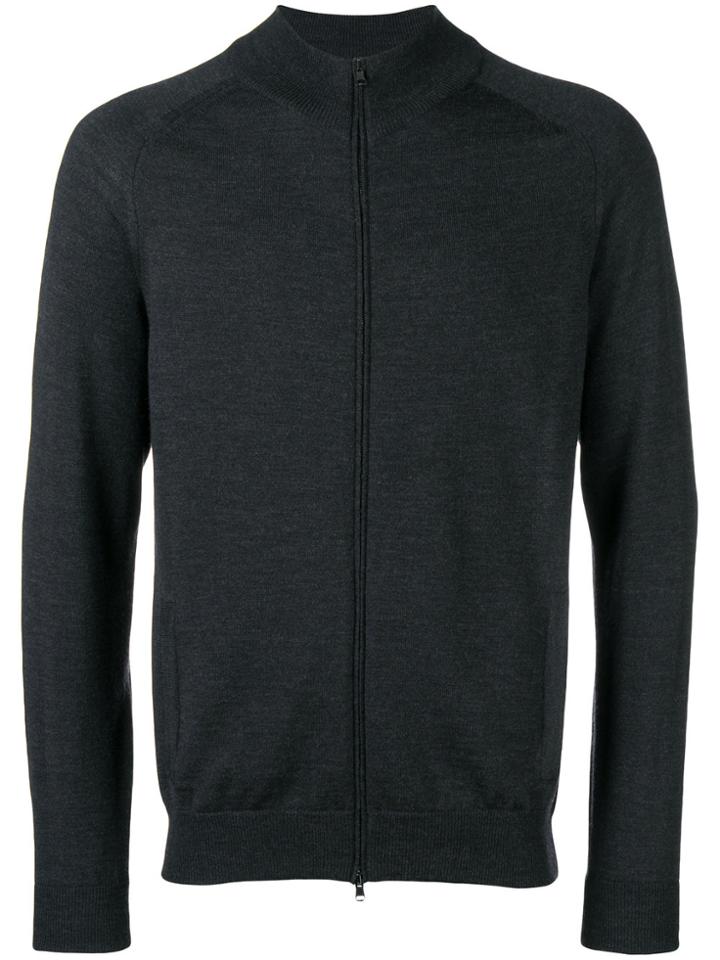 Zanone Zip Front High Neck Cardigan - Grey
