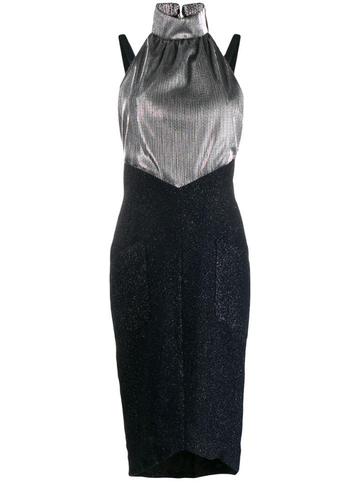 Karl Lagerfeld Halterneck Midi Dress - Silver