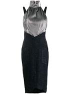 Karl Lagerfeld Halterneck Midi Dress - Silver