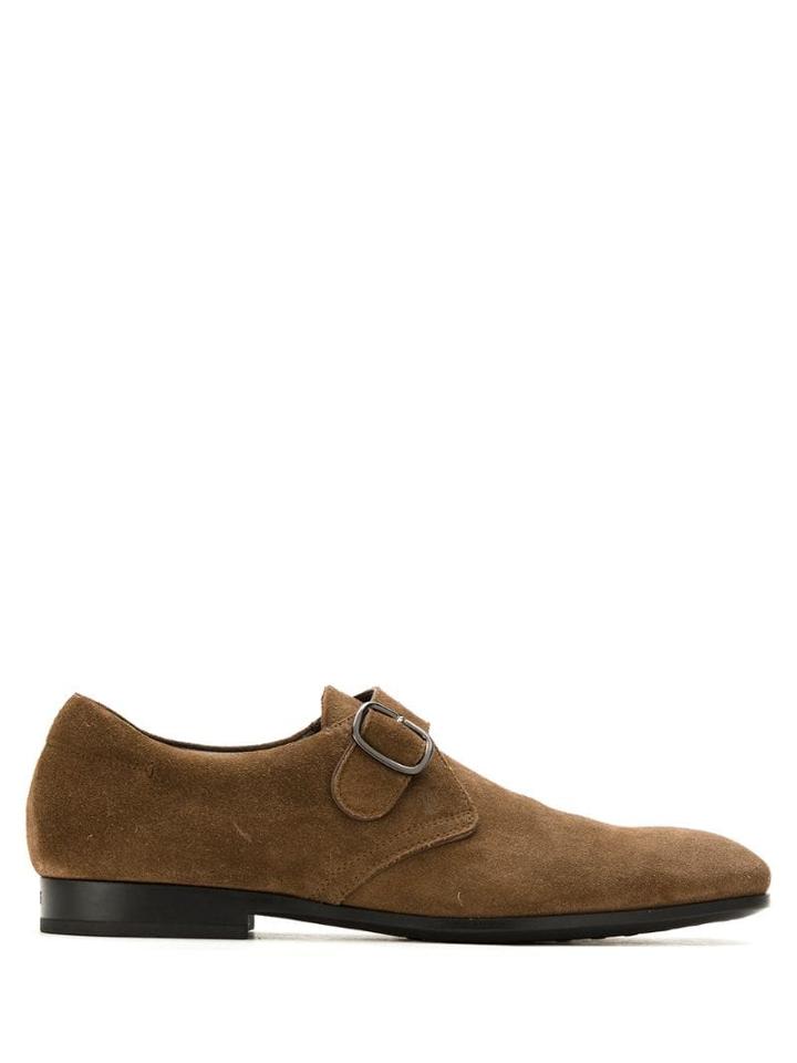 Tod's Buckled Suede Oxford Shoes - Brown