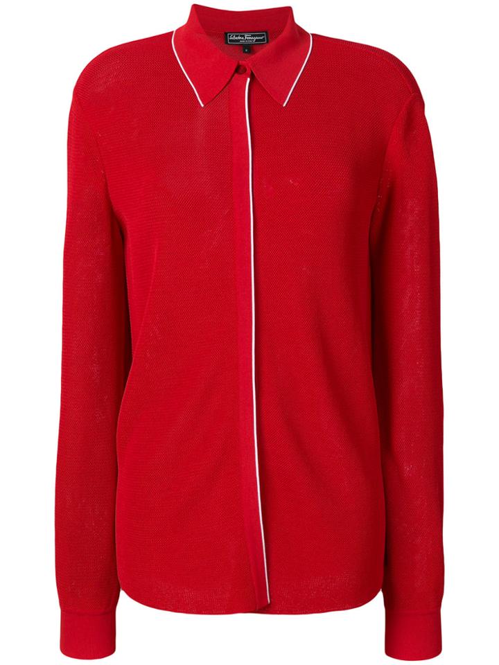 Salvatore Ferragamo Classic Collar Polo Jumper - Red