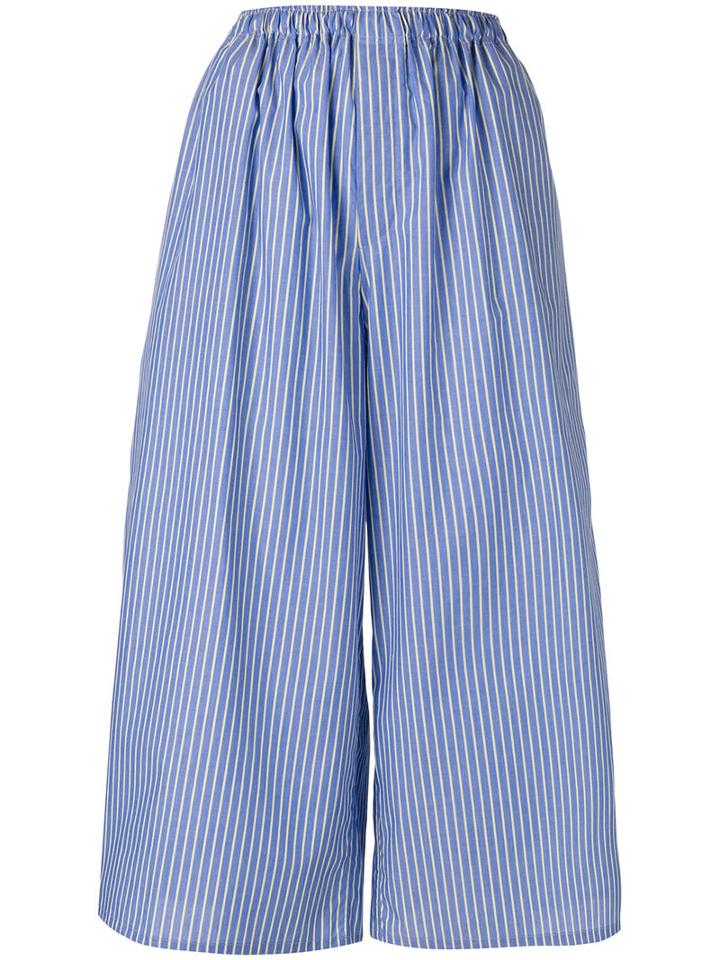 Cristaseya - Striped Cropped Trousers - Women - Cotton - S, Women's, Blue, Cotton