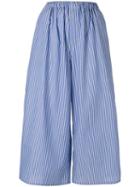 Cristaseya - Striped Cropped Trousers - Women - Cotton - S, Women's, Blue, Cotton
