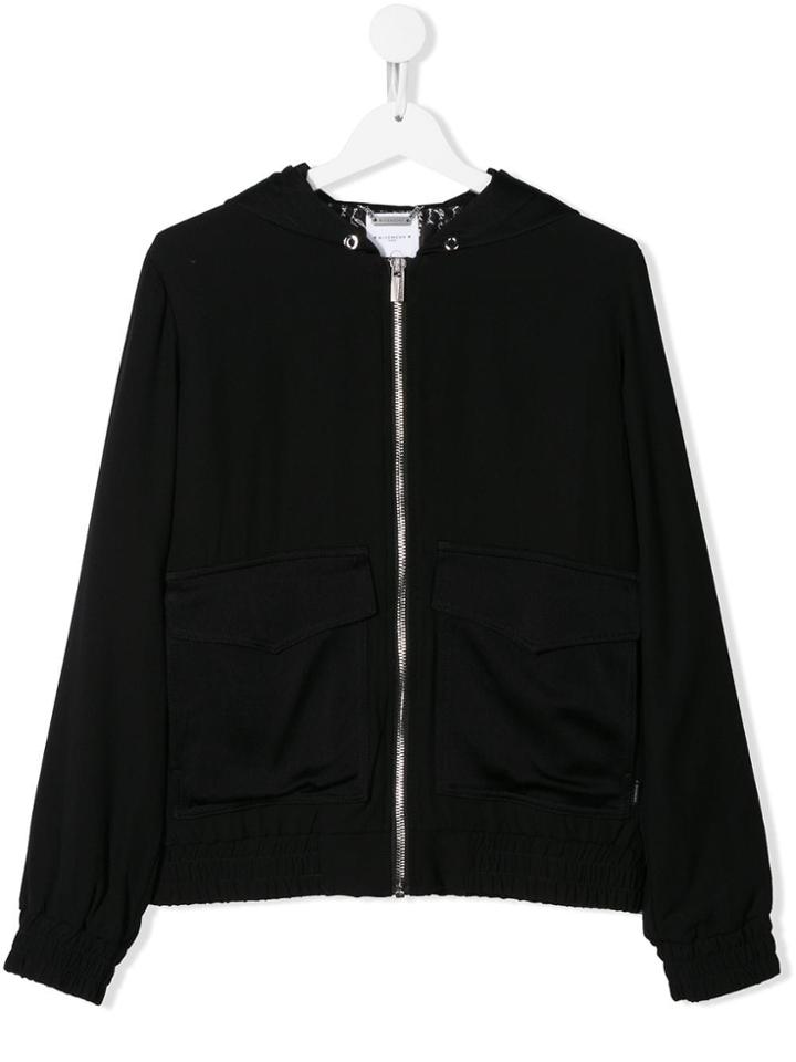 Givenchy Kids Teen Back Embroidered Tiger Hooded Jacket - Black