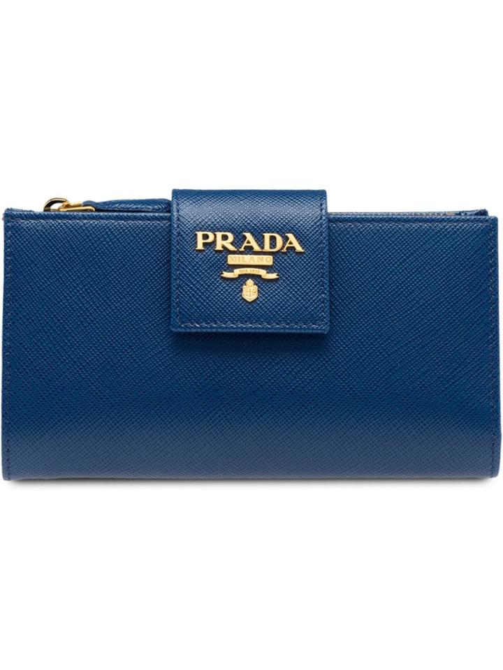 Prada Medium Logo Wallet - Blue