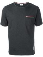 Thom Browne Short Sleeve T-shirt With Chest Pocket In Charcoal Jersey