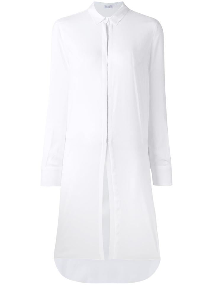 Brunello Cucinelli - Elongated Shirt - Women - Silk/spandex/elastane/brass - L, White, Silk/spandex/elastane/brass
