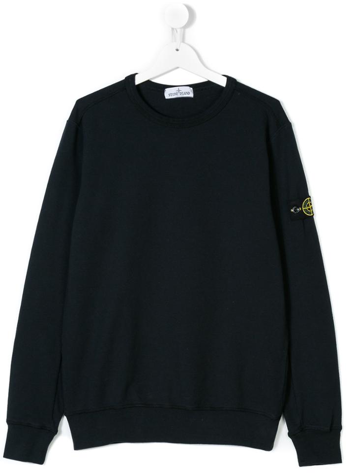 Stone Island Junior Logo Patch Felpa Sweatshirt - Blue