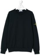 Stone Island Junior Logo Patch Felpa Sweatshirt - Blue
