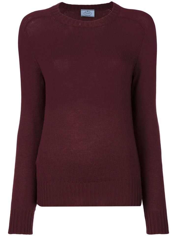 Prada Elbow Patch Sweater - Red