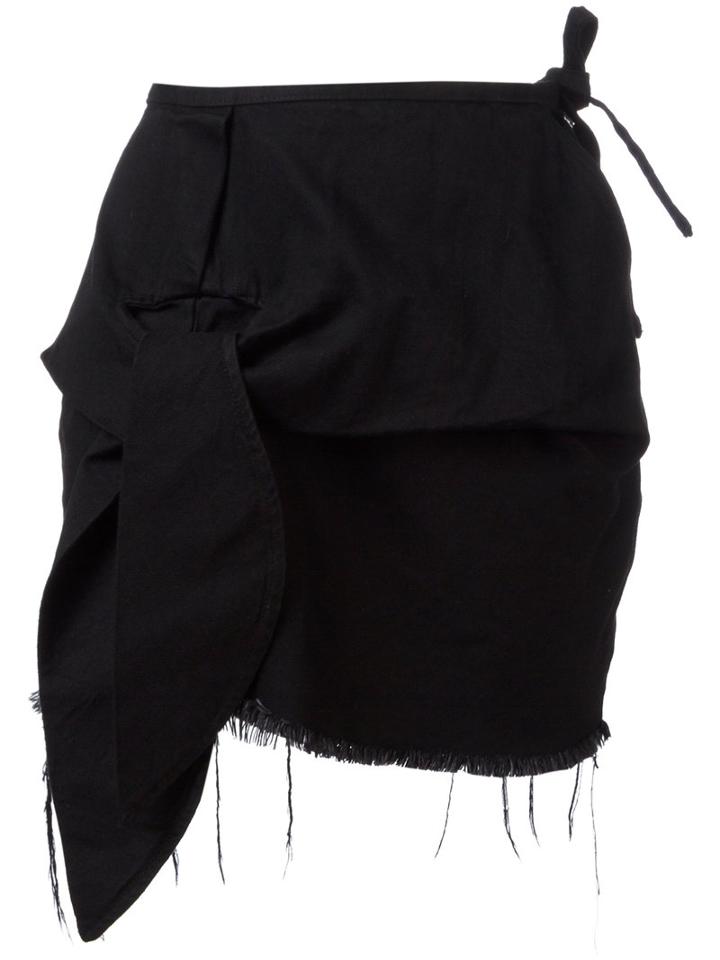 Marques'almeida Asymmetric Frayed Hem Skirt, Women's, Size: 8, Black, Cotton