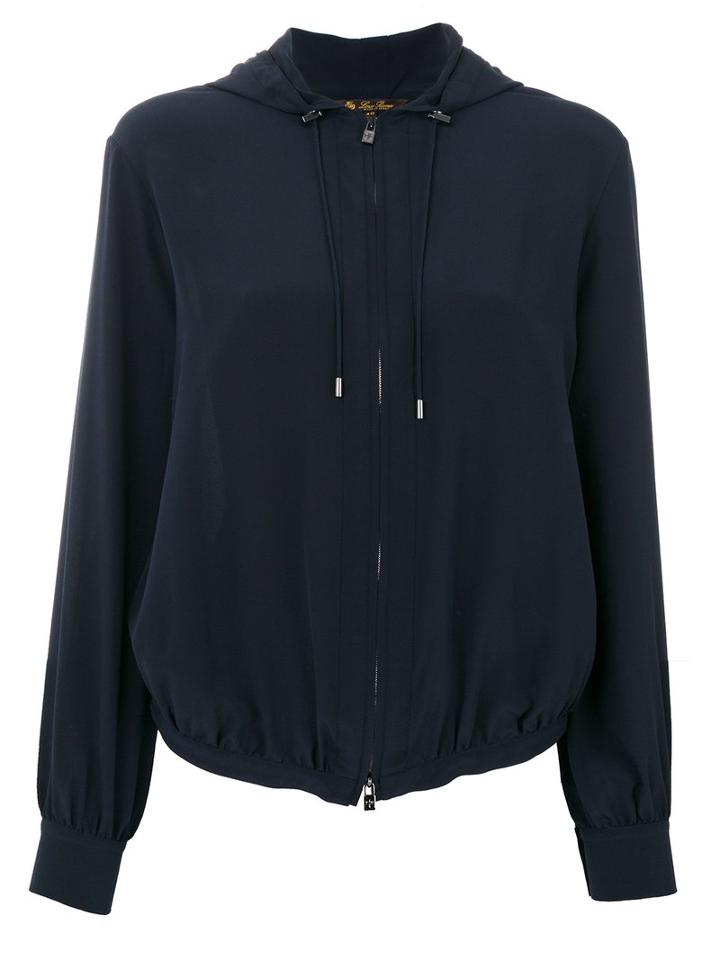 Loro Piana - Hooded Crepe Jacket - Women - Silk - 40, Blue, Silk