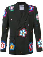 Moschino - Floral Appliqué Blazer - Men - Virgin Wool - 48, Black, Virgin Wool