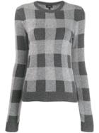 Theory Checked Cashmere Jumper - Grey