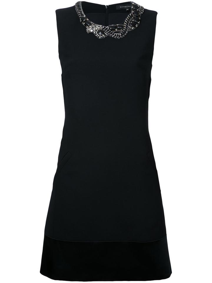 Embellished Neck Mini Dress - Women - Polyester - 34, Black, Polyester, Barbara Bui