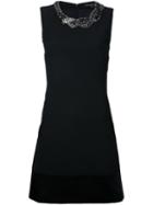 Embellished Neck Mini Dress - Women - Polyester - 34, Black, Polyester, Barbara Bui