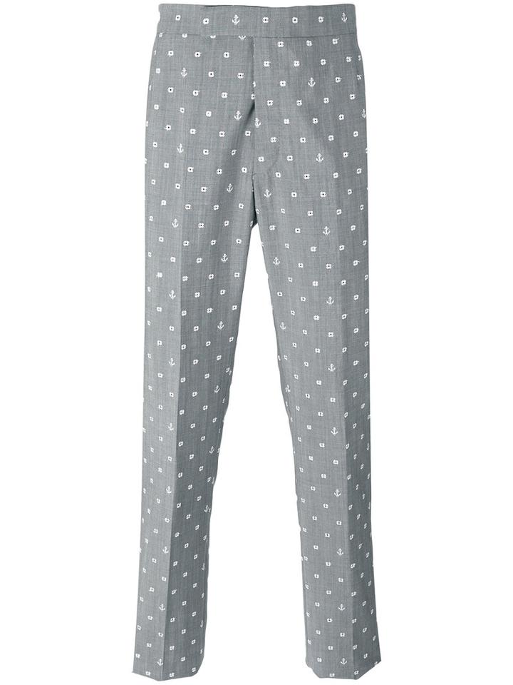 Thom Browne - Nautical Embroidery Chinos - Men - Cupro/mohair/wool - 2, Grey, Cupro/mohair/wool