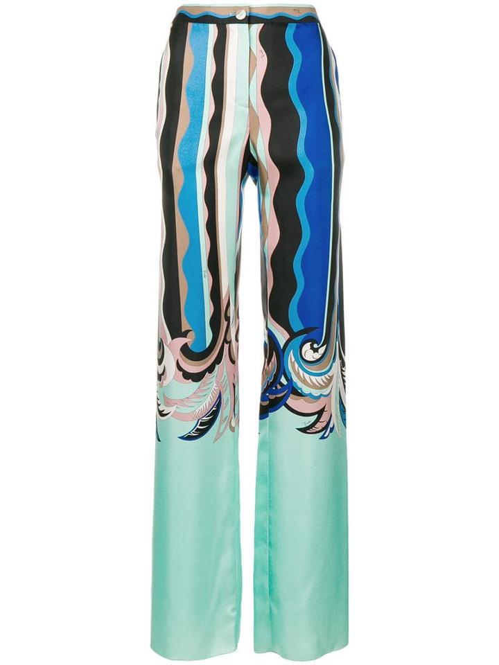 Emilio Pucci Guanabana Print Silk Trousers - Black