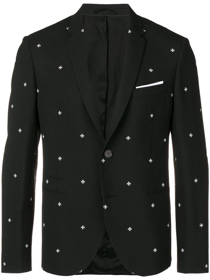 Neil Barrett Cross Print Formal Blazer - Black