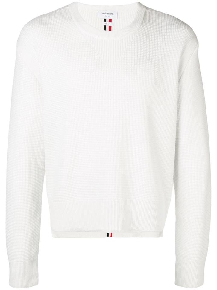 Thom Browne Center-back Intarsia Boxy Pullover - White