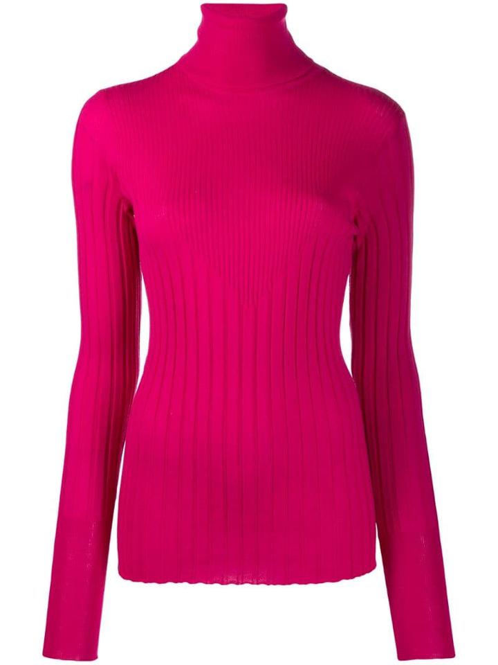 Nude Roll Neck Knitted Top - Pink