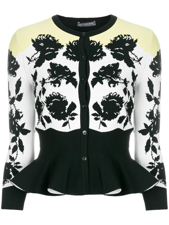 Alexander Mcqueen Floral Print Peplum Cardigan - Multicolour