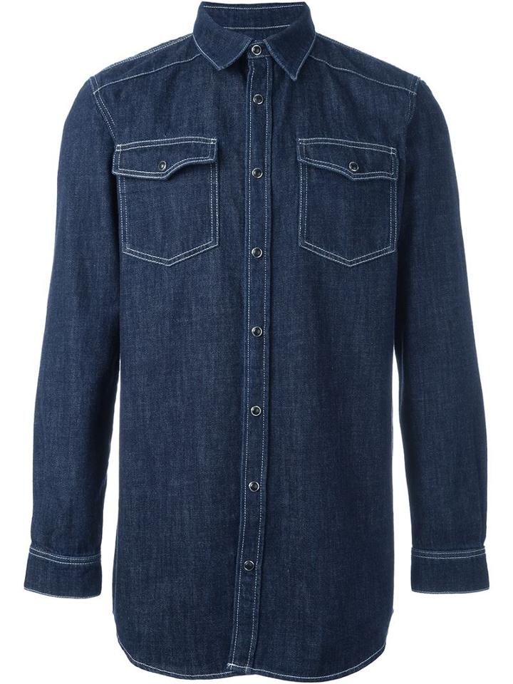 Givenchy Classic Denim Shirt, Men's, Size: M, Blue, Cotton/polyester/zamac
