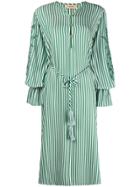 Adriana Degreas Striped Cut Out Sleeve Dress - Green