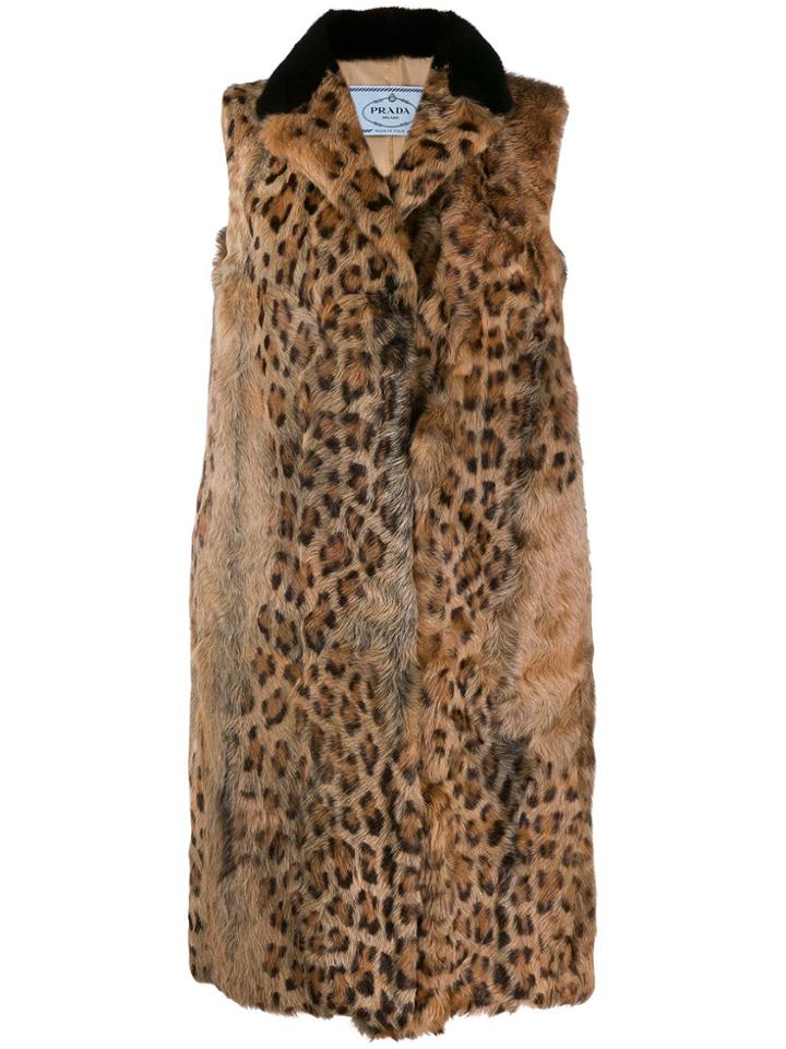 Prada Leopard Print Gilet - Brown