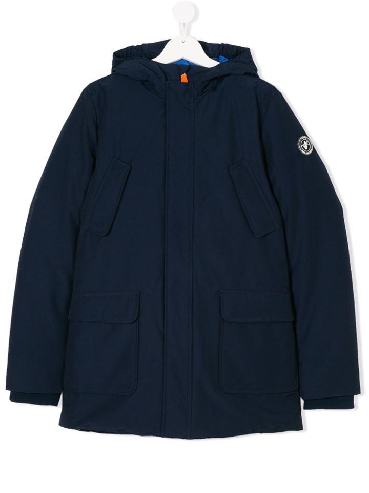 Save The Duck Kids Logo Patch Padded Coat - Blue