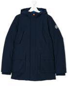 Save The Duck Kids Logo Patch Padded Coat - Blue