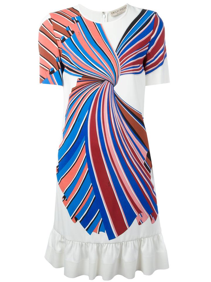 Emilio Pucci - Ruffle Trim Shift Dress - Women - Silk/spandex/elastane/viscose - 44, Women's, White, Silk/spandex/elastane/viscose
