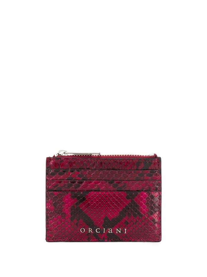 Orciani Logo Snakeskin-effect Wallet - Red