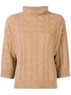 Max Mara Cable-knit Funnel Neck Sweater - Brown