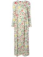 La Doublej Dragon Flower Print Maxi Dress - White