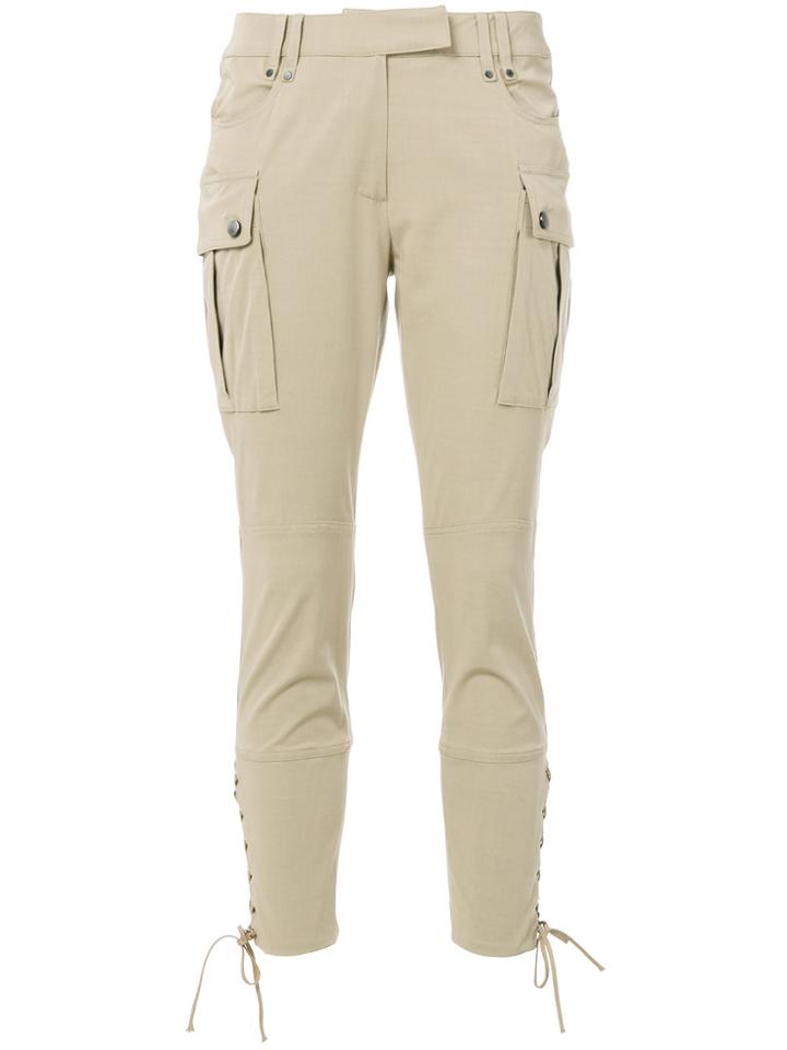 Plein Sud Side Lace-up Cropped Trousers - Nude & Neutrals