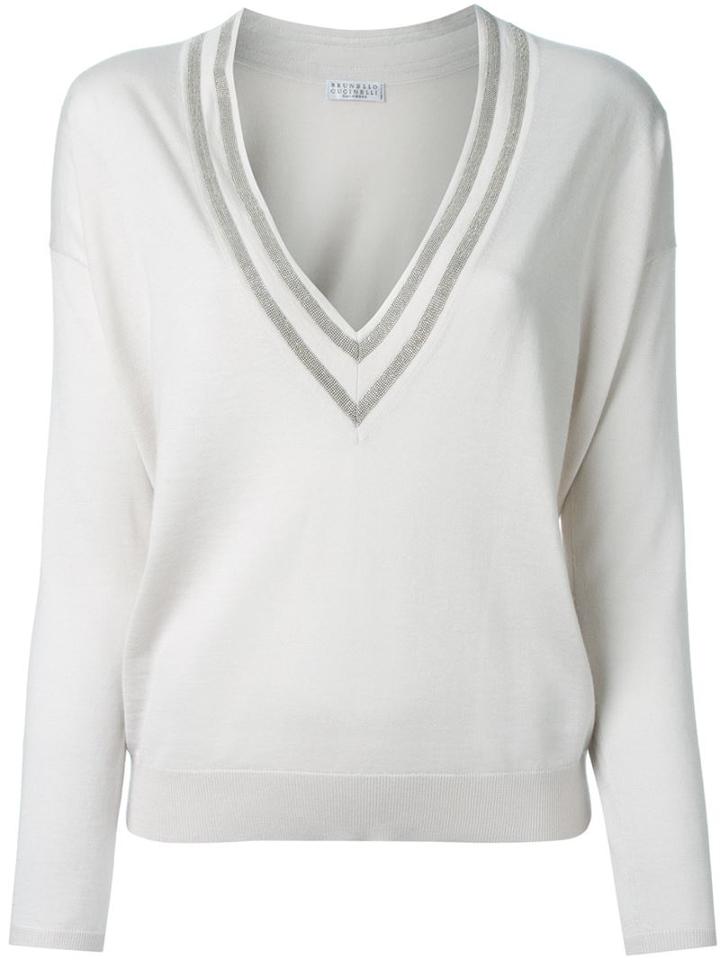 Brunello Cucinelli V Neck Trim Detail Relaxed Jumper