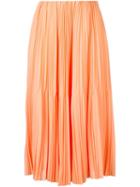 Astraet Long Pleated Skirt, Women's, Size: 1, Yellow/orange, Cupro/polyester