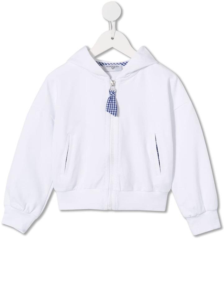 Monnalisa Rhinestone Daisy Zip Hoodie - White