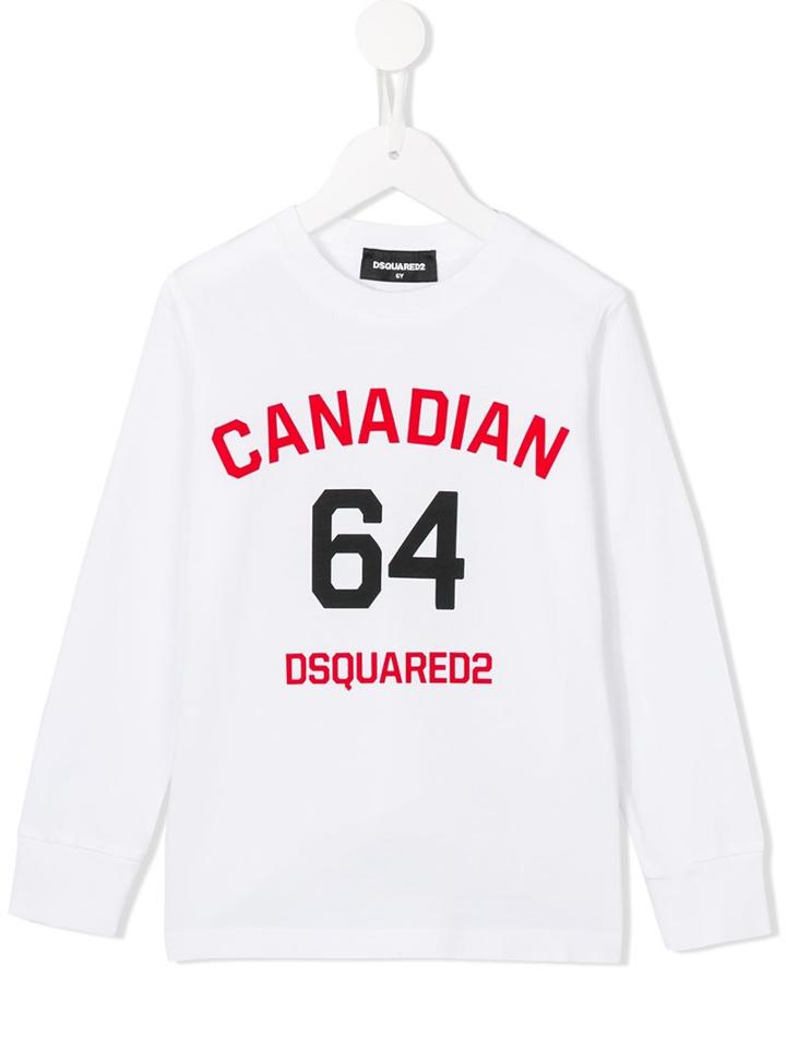 Dsquared2 Kids Canadian 64 Print Sweatshirt, Boy's, Size: 6 Yrs, White