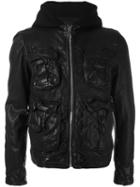 Neil Barrett Hooded Multi-pocket Jacket, Men's, Size: Large, Black, Leather/cupro/viscose/spandex/elastane