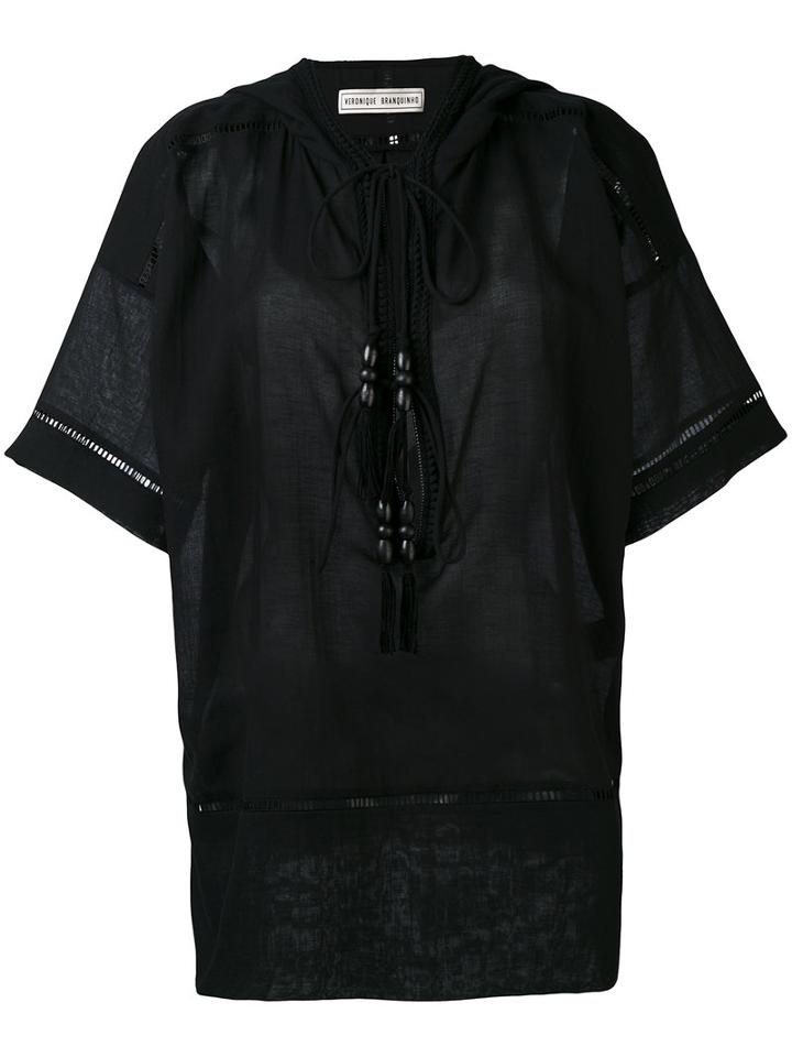 Veronique Branquinho - Neck-tie Top - Women - Cotton/linen/flax - 42, Black, Cotton/linen/flax