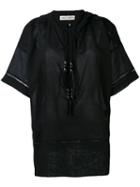 Veronique Branquinho - Neck-tie Top - Women - Cotton/linen/flax - 42, Black, Cotton/linen/flax