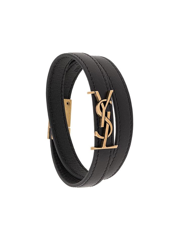 Saint Laurent Monogram Wrap Bracelet - Black