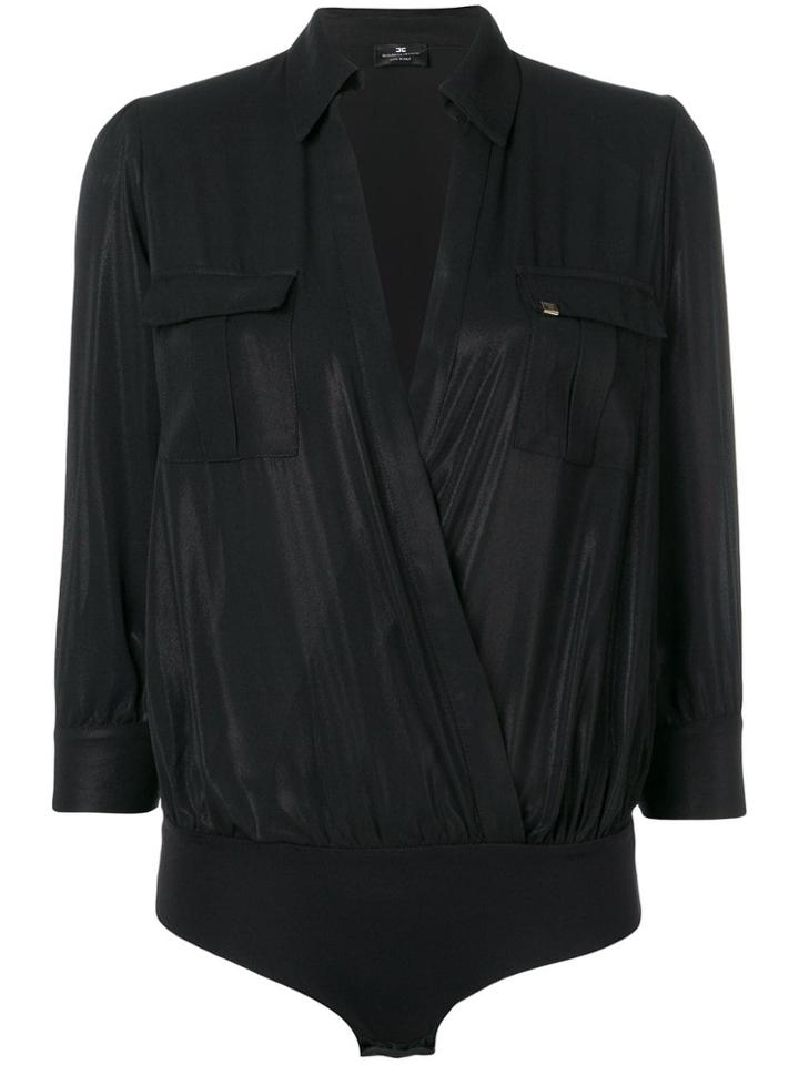 Elisabetta Franchi Open Front Blouse - Black